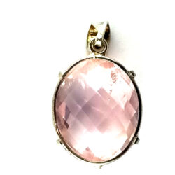 Pendentif en quartz rose facetté et argent 925 – Image 2